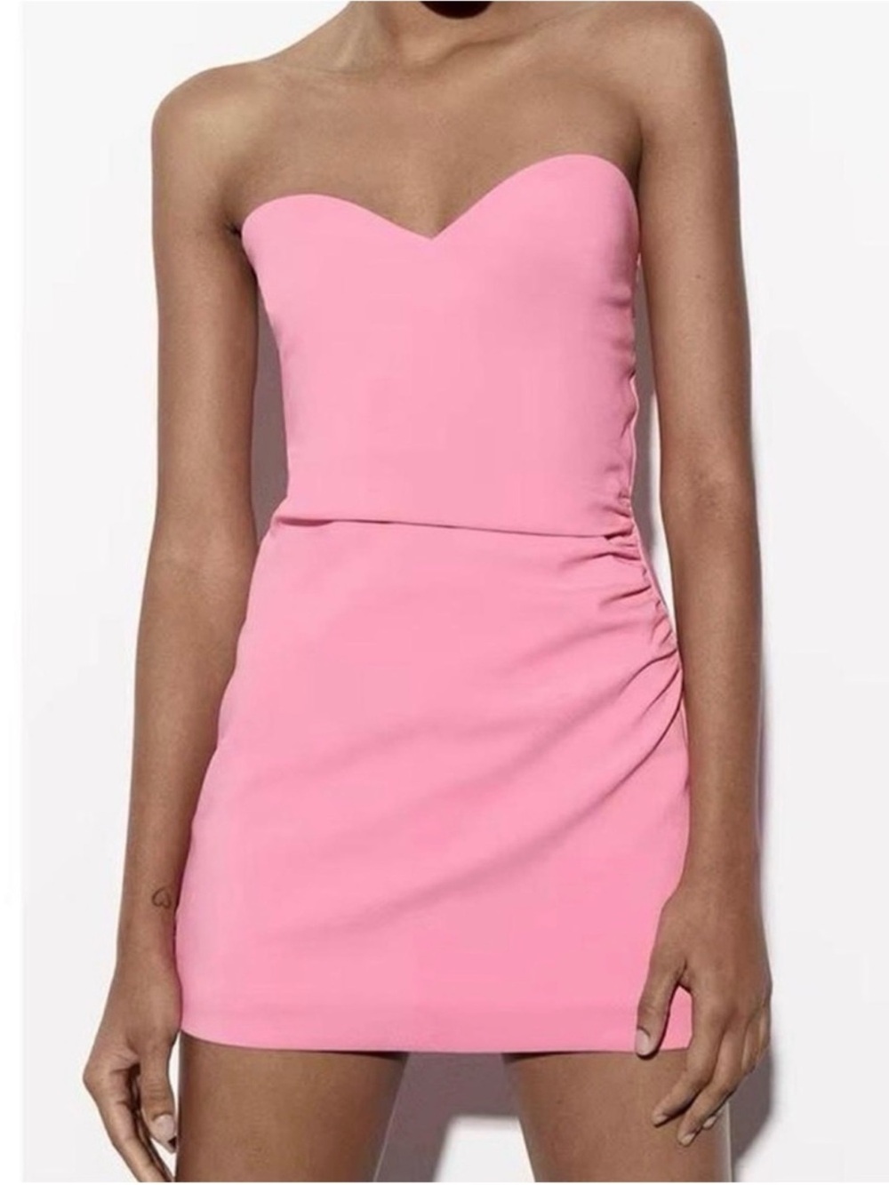 Zara Strapless Sweetheart Mini Dress in Light Pink